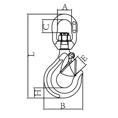 Duke Swivel Hook With Latch/Brass Bushing